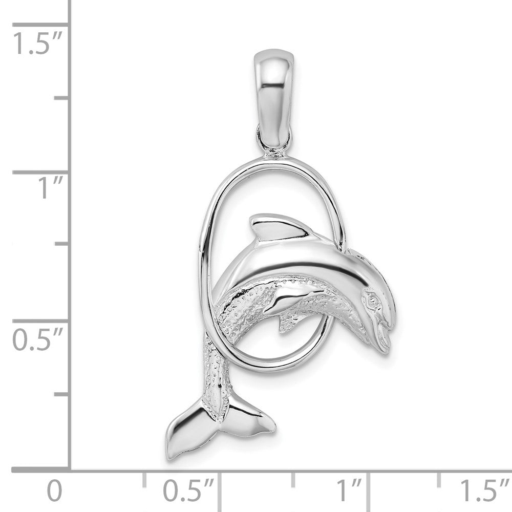 Sterlingsilber De-ani Rhodiniert Delfin Springend Thru Creole Anhänger