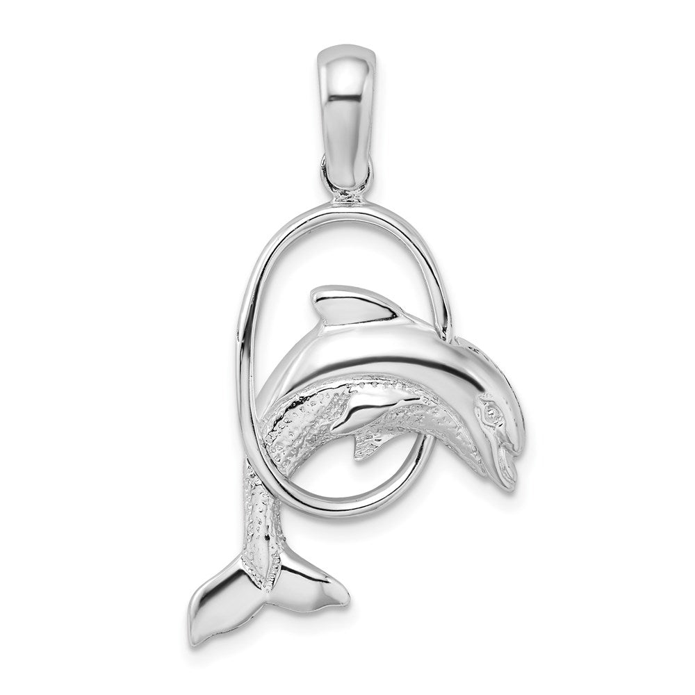 Sterlingsilber De-ani Rhodiniert Delfin Springend Thru Creole Anhänger