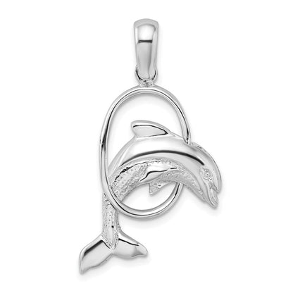 Sterlingsilber De-ani Rhodiniert Delfin Springend Thru Creole Anhänger