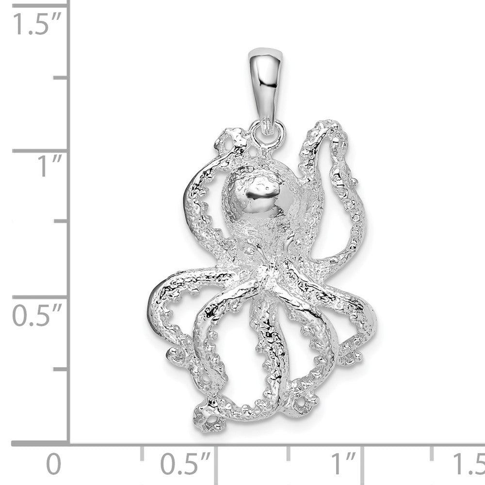 Sterlingsilber De-ani Rhodiniert Poliert Strukturiert Octopus Anhänger