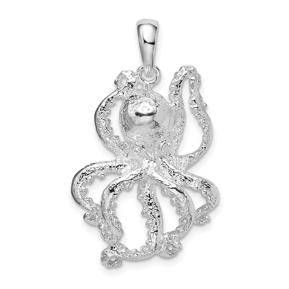 Sterlingsilber De-ani Rhodiniert Poliert Strukturiert Octopus Anhänger