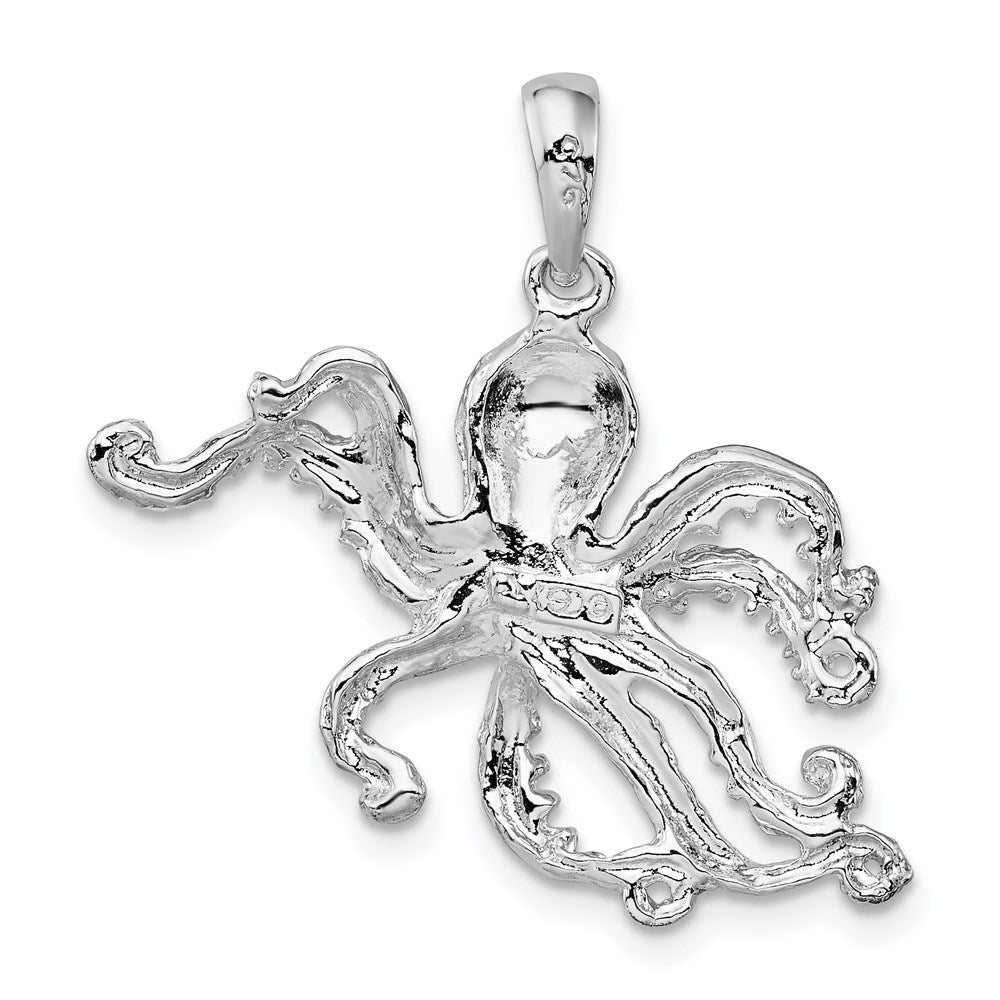 Sterlingsilber De-ani Rhodiniert Poliert Strukturiert Octopus Anhänger