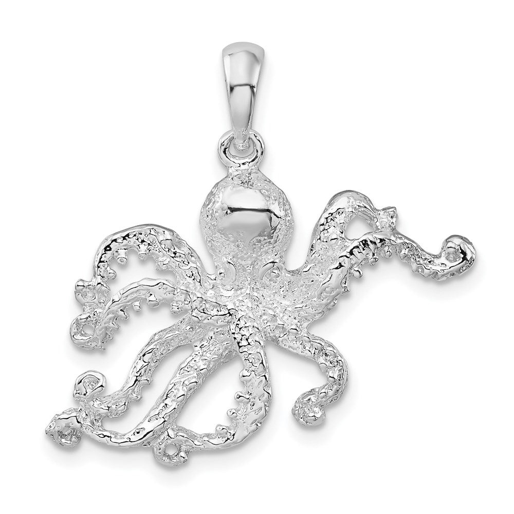 Sterlingsilber De-ani Rhodiniert Poliert Strukturiert Octopus Anhänger