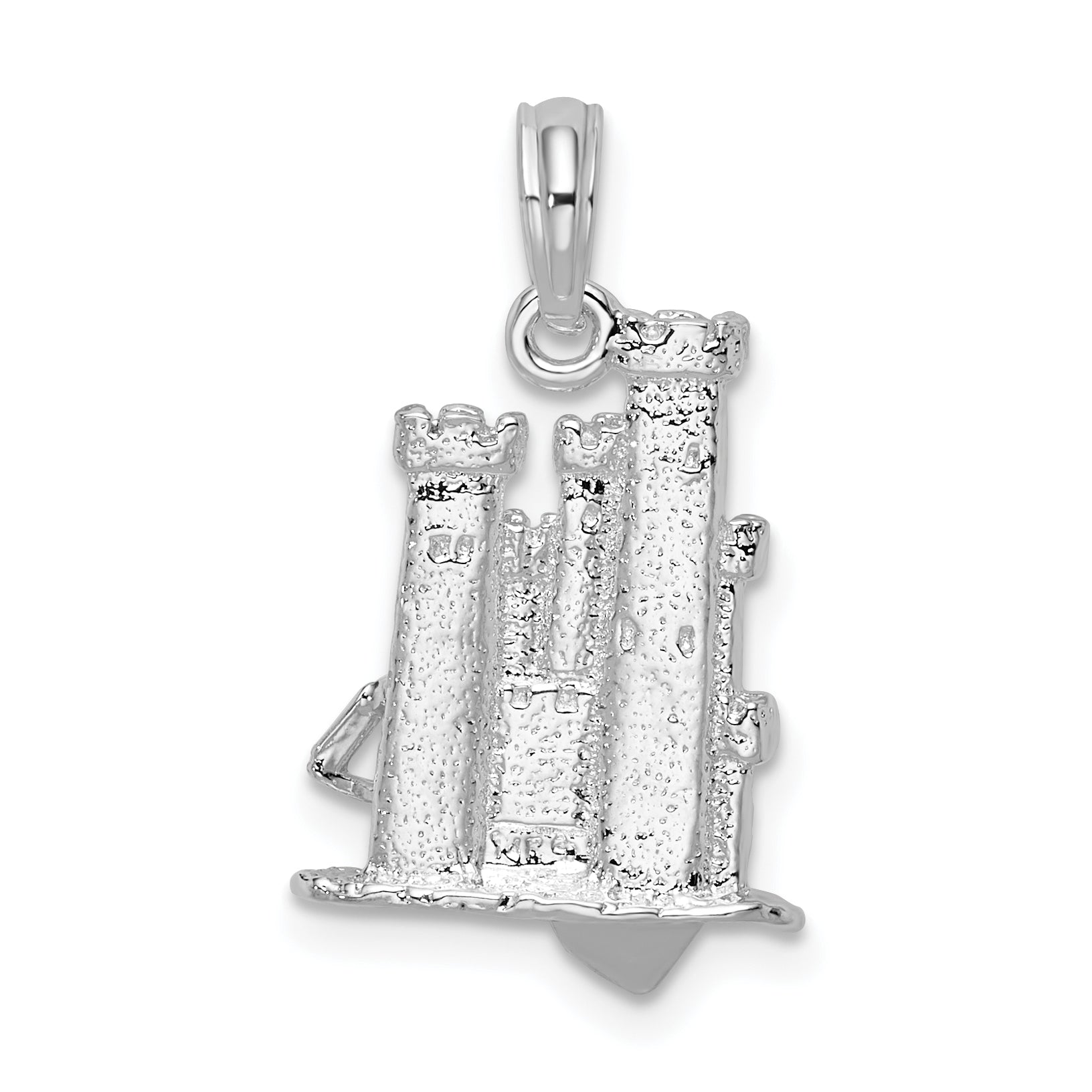 Sterlingsilber De-ani Rhodiniert Poliert 3d Sandcastle / Shovel Anhänger