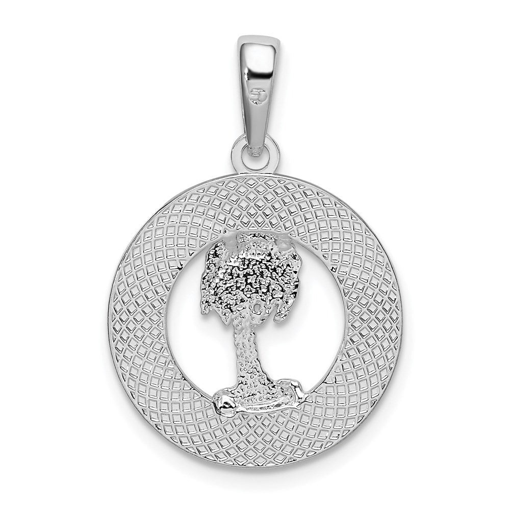 Sterlingsilber De-ani Rhodiniert Strukturiert Bahamas mit Palme Baum Anhänger