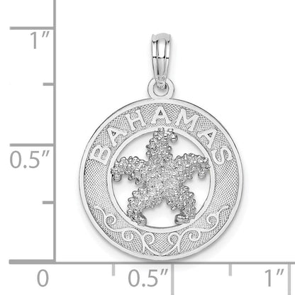 Sterlingsilber De-ani Rhodiniert Strukturiert Bahamas mit Seestern Anhänger