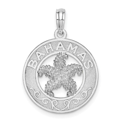 Sterlingsilber De-ani Rhodiniert Strukturiert Bahamas mit Seestern Anhänger