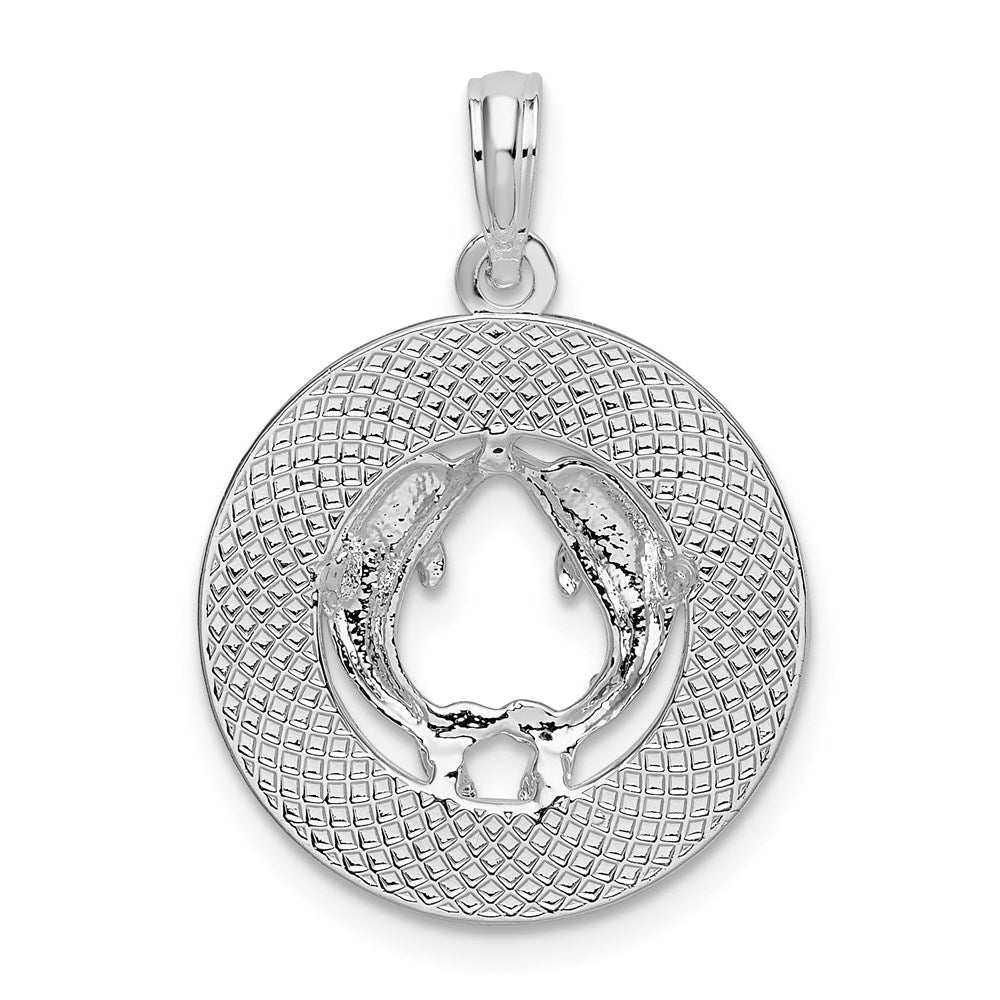 Sterlingsilber De-ani Rhodiniert Strukturiert Bahamas mit Dolphins Anhänger