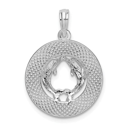 Sterlingsilber De-ani Rhodiniert Strukturiert Bahamas mit Dolphins Anhänger