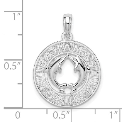 Sterlingsilber De-ani Rhodiniert Strukturiert Bahamas mit Dolphins Anhänger