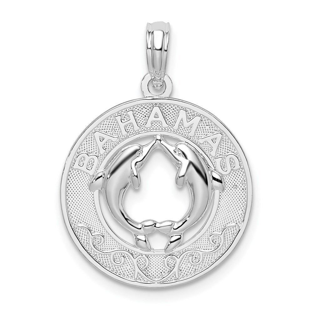 Sterlingsilber De-ani Rhodiniert Strukturiert Bahamas mit Dolphins Anhänger