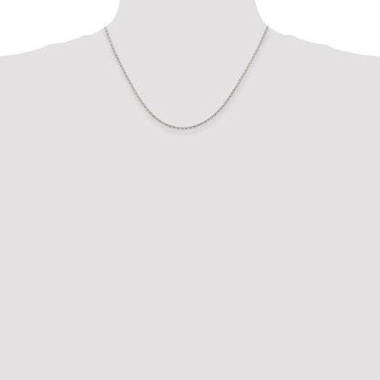 Sterlingsilber 1.5mm Abgeschrägt Oval Ankerkette Kette mit 2 Zoll Verlängerung. Halskette