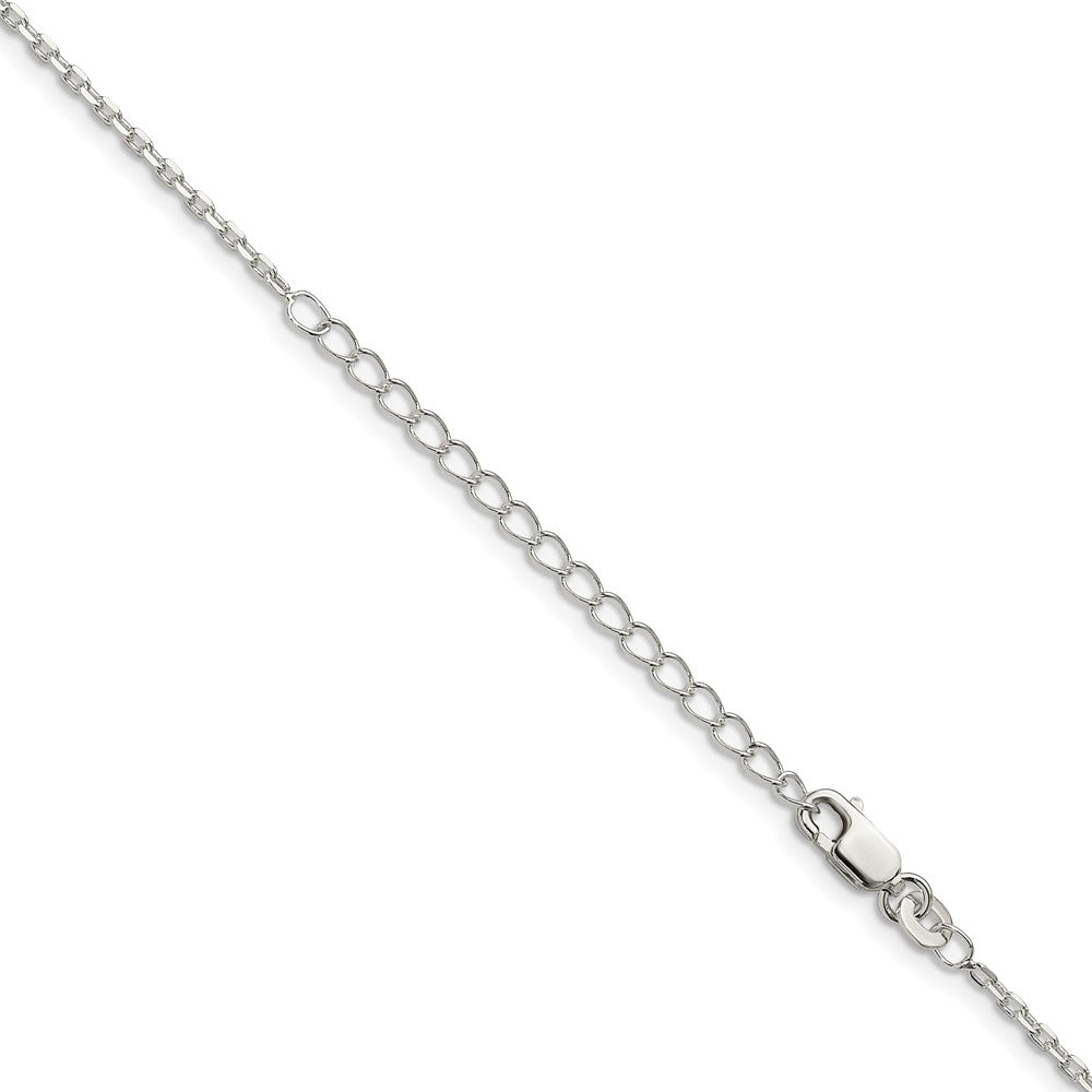 Sterlingsilber 1.5mm Abgeschrägt Oval Ankerkette Kette mit 2 Zoll Verlängerung. Halskette