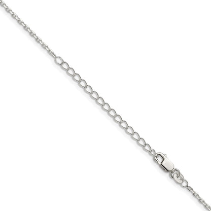 Sterlingsilber 1.5mm Abgeschrägt Oval Ankerkette Kette mit 2 Zoll Verlängerung. Halskette