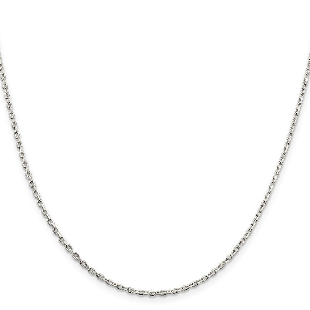 Sterlingsilber 2mm Abgeschrägt Oval Ankerkette Kette mit 2 Zoll Verlängerung. Halskette
