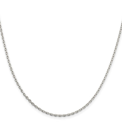 Sterlingsilber 2mm Abgeschrägt Oval Ankerkette Kette mit 2 Zoll Verlängerung. Halskette