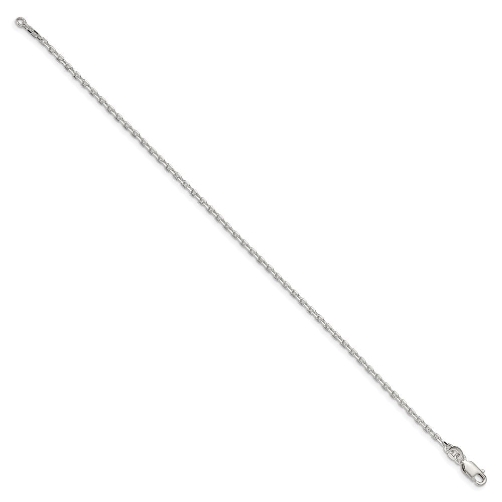 7 Zoll Sterlingsilber 2mm Abgeschrägt Oval Ankerkette Gliederarmband