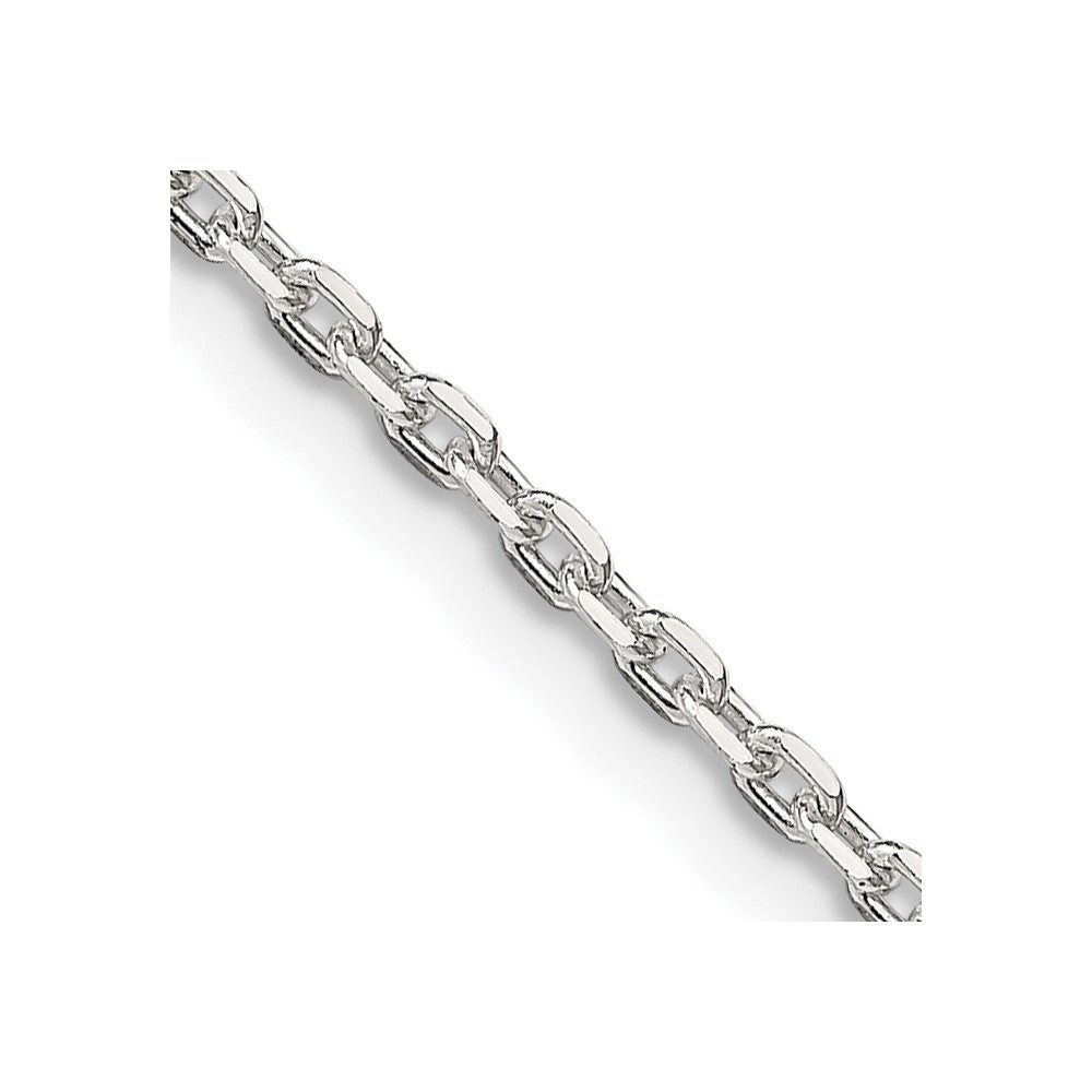 Sterlingsilber 2mm Abgeschrägt Oval Ankerkette Kette mit 2 Zoll Verlängerung. Halskette