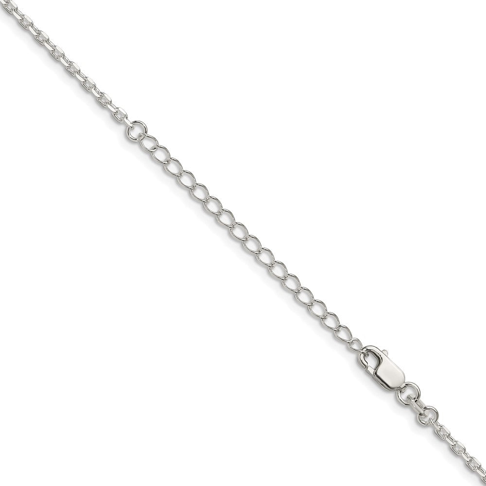 Sterlingsilber 2mm Abgeschrägt Oval Ankerkette Kette mit 2 Zoll Verlängerung. Halskette