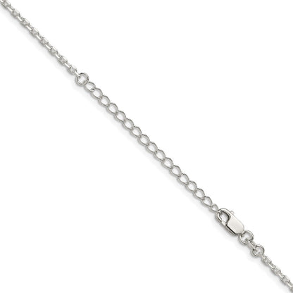 Sterlingsilber 2mm Abgeschrägt Oval Ankerkette Kette mit 2 Zoll Verlängerung. Halskette