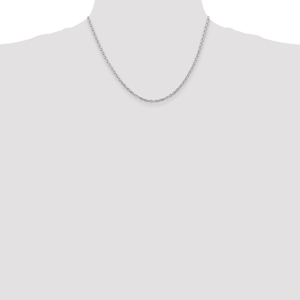 Sterlingsilber 2.75mm Abgeschrägt Oval Ankerkette Kette mit 2 Zoll Verlängerung. Halskette