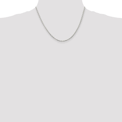 Sterlingsilber 2.75mm Abgeschrägt Oval Ankerkette Kette mit 2 Zoll Verlängerung. Halskette