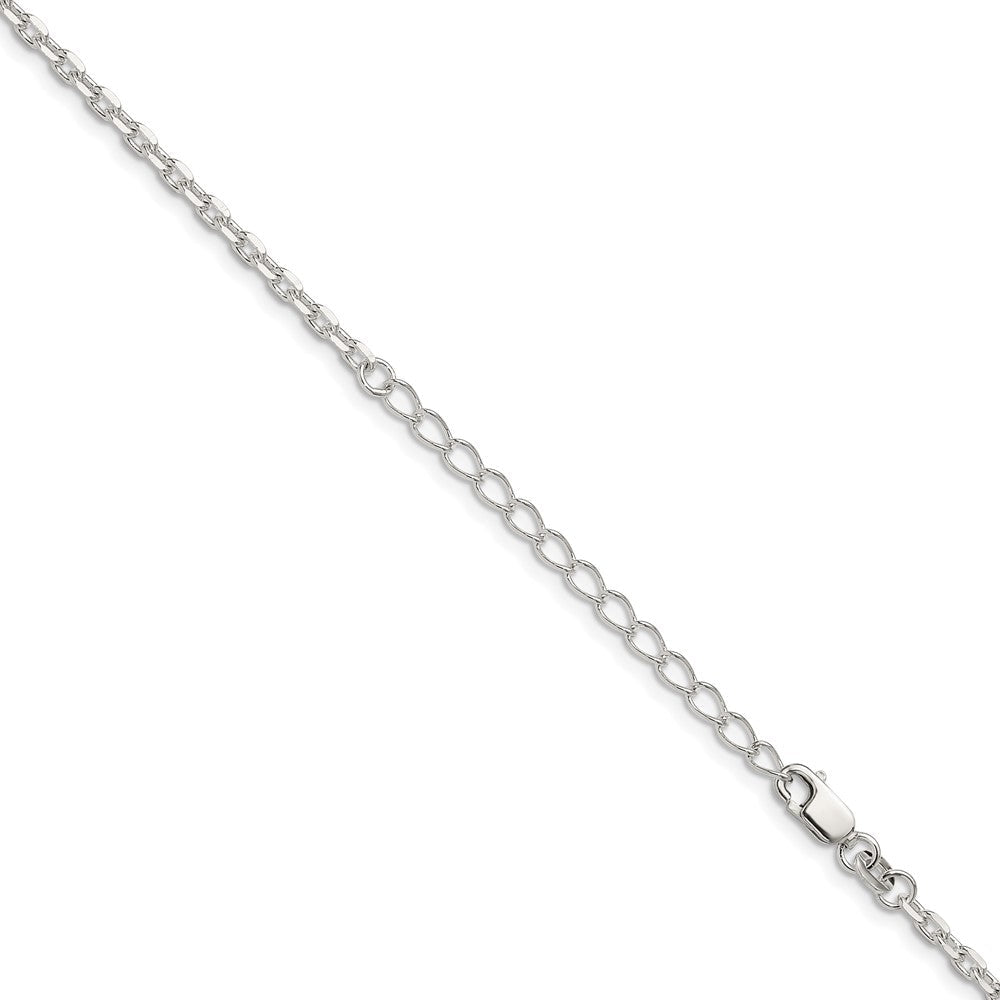 Sterlingsilber 2.75mm Abgeschrägt Oval Ankerkette Kette mit 2 Zoll Verlängerung. Halskette