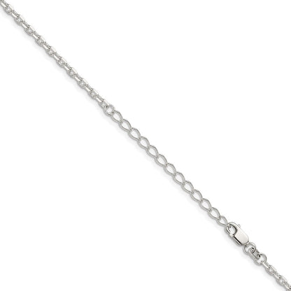 Sterlingsilber 2.75mm Abgeschrägt Oval Ankerkette Kette mit 2 Zoll Verlängerung. Halskette