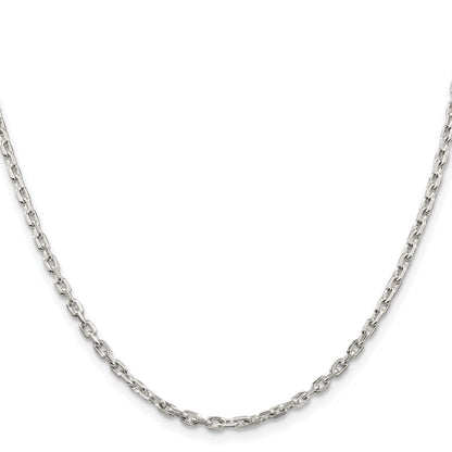 Sterlingsilber Rhodiniert 2.75mm Abgeschrägt Oval Ankerkette Kette