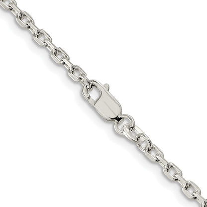 Sterlingsilber Rhodiniert 2.75mm Abgeschrägt Oval Ankerkette Kette