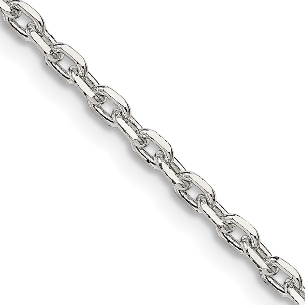 Sterlingsilber 2.75mm Abgeschrägt Oval Ankerkette Kette mit 2 Zoll Verlängerung. Halskette