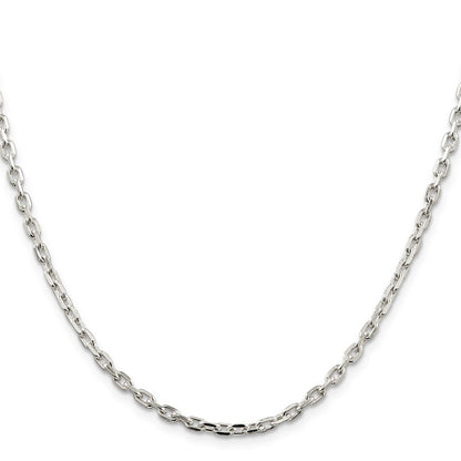 Sterlingsilber 3.25mm Abgeschrägt Oval Ankerkette Halskette