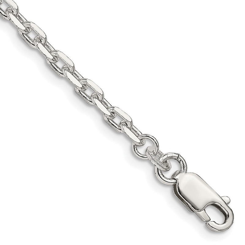 Sterlingsilber 3.25mm Abgeschrägt Oval Ankerkette Gliederarmband