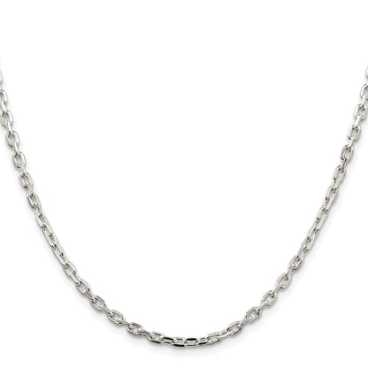 Sterlingsilber Rhodiniert 3.25mm Abgeschrägt Oval Ankerkette Kette