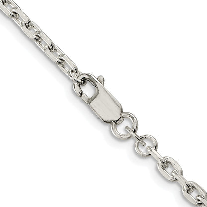 Sterlingsilber Rhodiniert 3.25mm Abgeschrägt Oval Ankerkette Kette