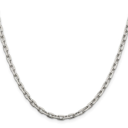 Sterlingsilber 3.95mm Abgeschrägt Oval Ankerkette Halskette