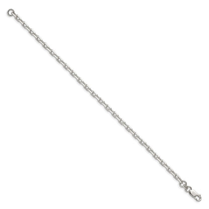 Sterlingsilber 3.95mm Abgeschrägt Oval Ankerkette Gliederarmband