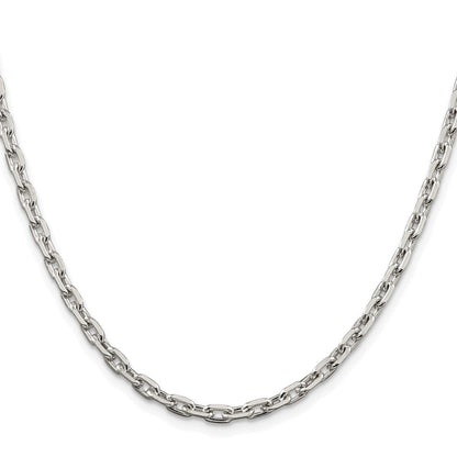 Sterlingsilber Rhodiniert 3.95mm Abgeschrägt Oval Ankerkette Kette