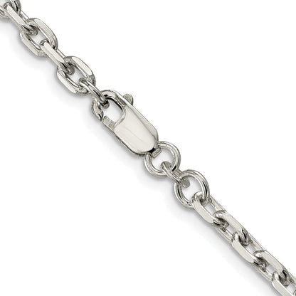 Sterlingsilber Rhodiniert 3.95mm Abgeschrägt Oval Ankerkette Kette