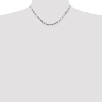 Sterlingsilber Rhodiniert 3.95mm Abgeschrägt Oval Ankerkette Kette