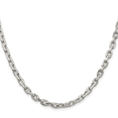 Sterlingsilber Rhodiniert 4.9mm Abgeschrägt Oval Ankerkette Kette