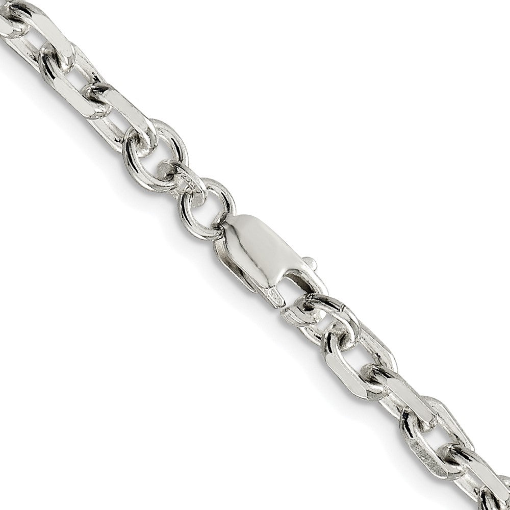 Sterlingsilber Rhodiniert 4.9mm Abgeschrägt Oval Ankerkette Kette