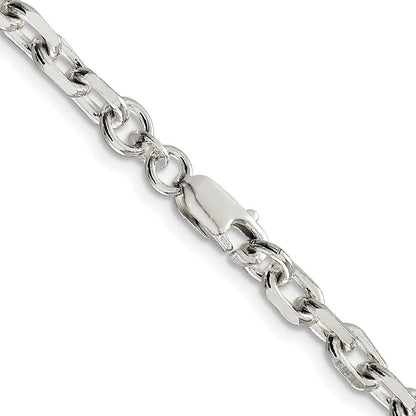 Sterlingsilber Rhodiniert 4.9mm Abgeschrägt Oval Ankerkette Kette