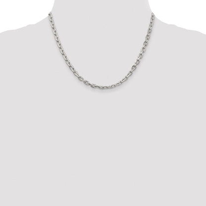 Sterlingsilber Rhodiniert 4.9mm Abgeschrägt Oval Ankerkette Kette