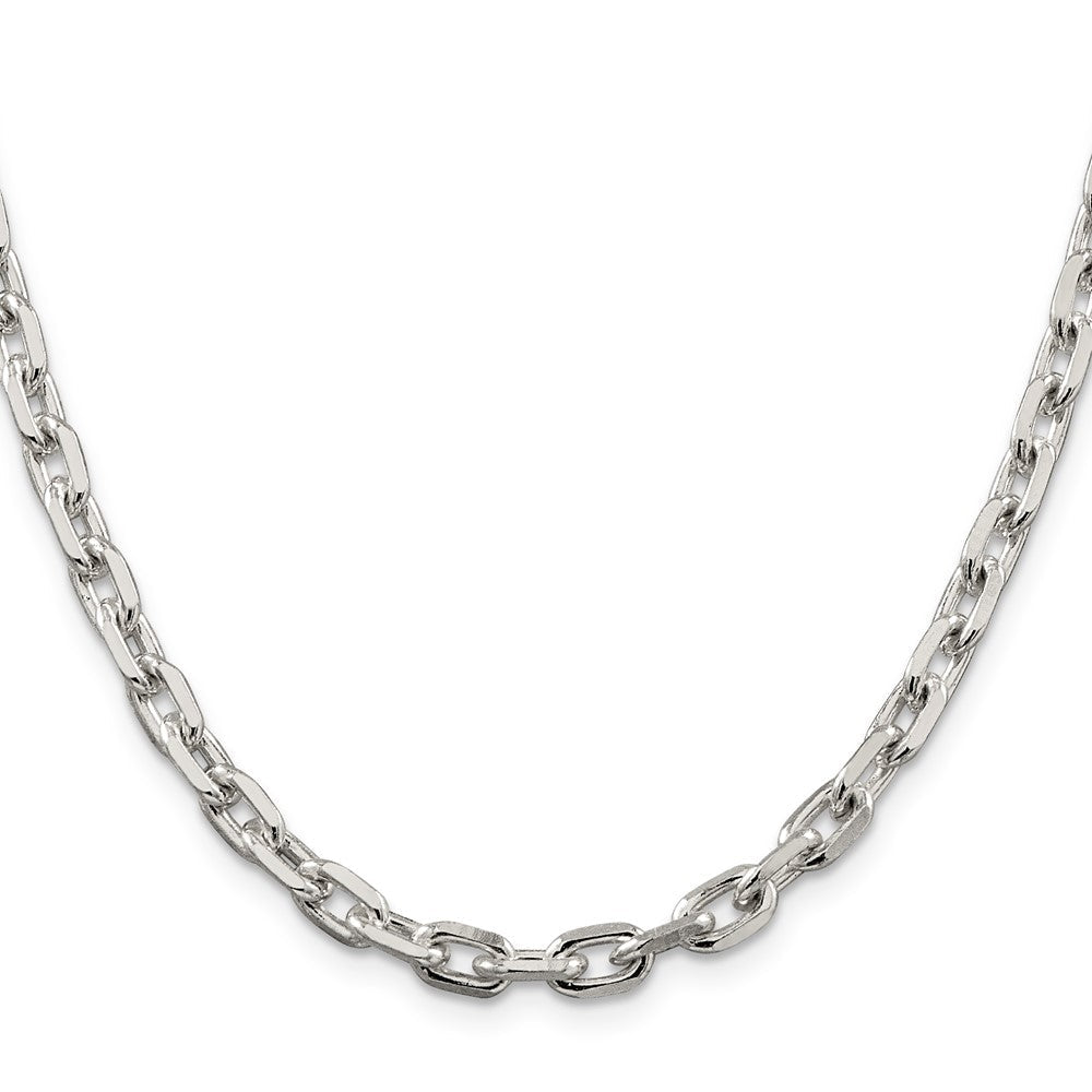 Sterlingsilber 5.4mm Abgeschrägt Oval Ankerkette Halskette