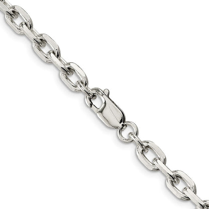 Sterlingsilber 5.4mm Abgeschrägt Oval Ankerkette Halskette