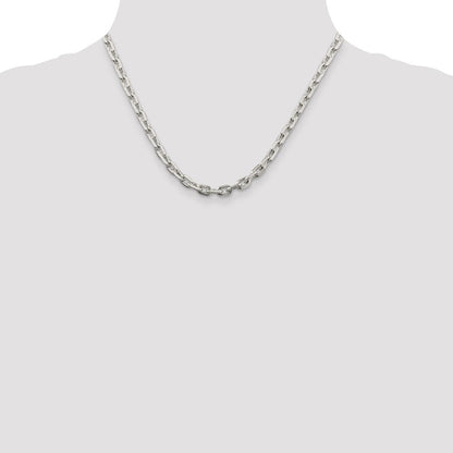Sterlingsilber 5.4mm Abgeschrägt Oval Ankerkette Halskette