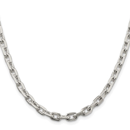Sterlingsilber Rhodiniert 5.4mm Abgeschrägt Oval Ankerkette Kette