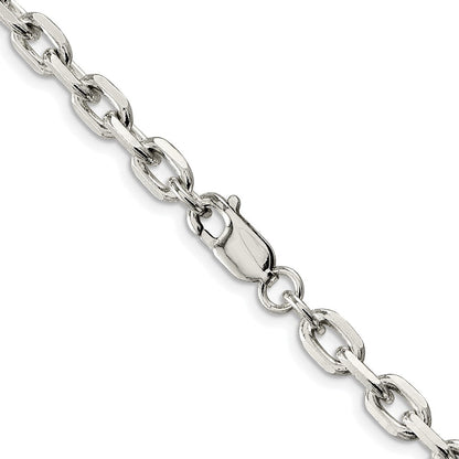 Sterlingsilber Rhodiniert 5.4mm Abgeschrägt Oval Ankerkette Kette