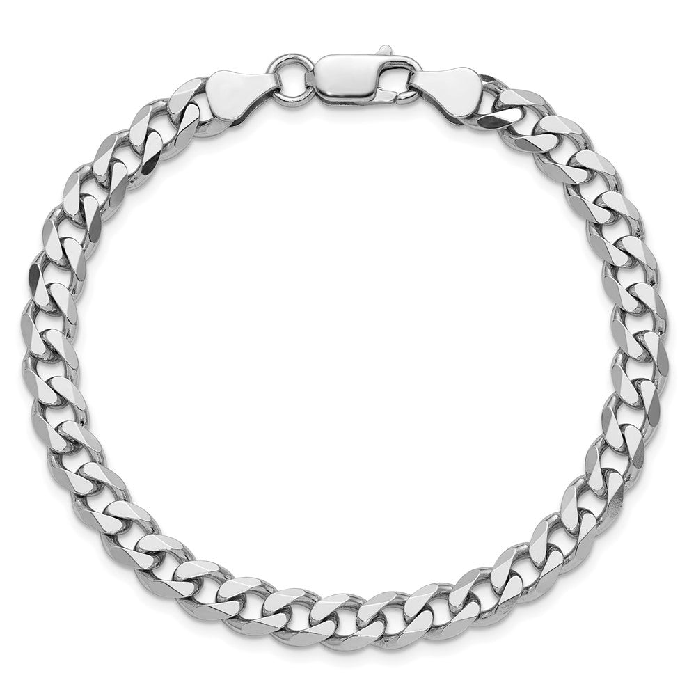 Sterlingsilber Rhodiniert 6.5mm Panzer Gliederarmband